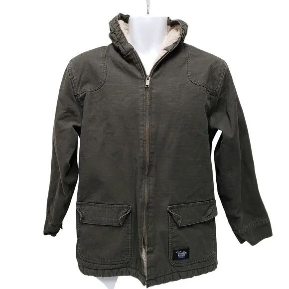 Walls Blizzard Pruf Army Green Canvas Sherpa Lined Coat Size Youth XL 16/18 - Picture 1 of 15